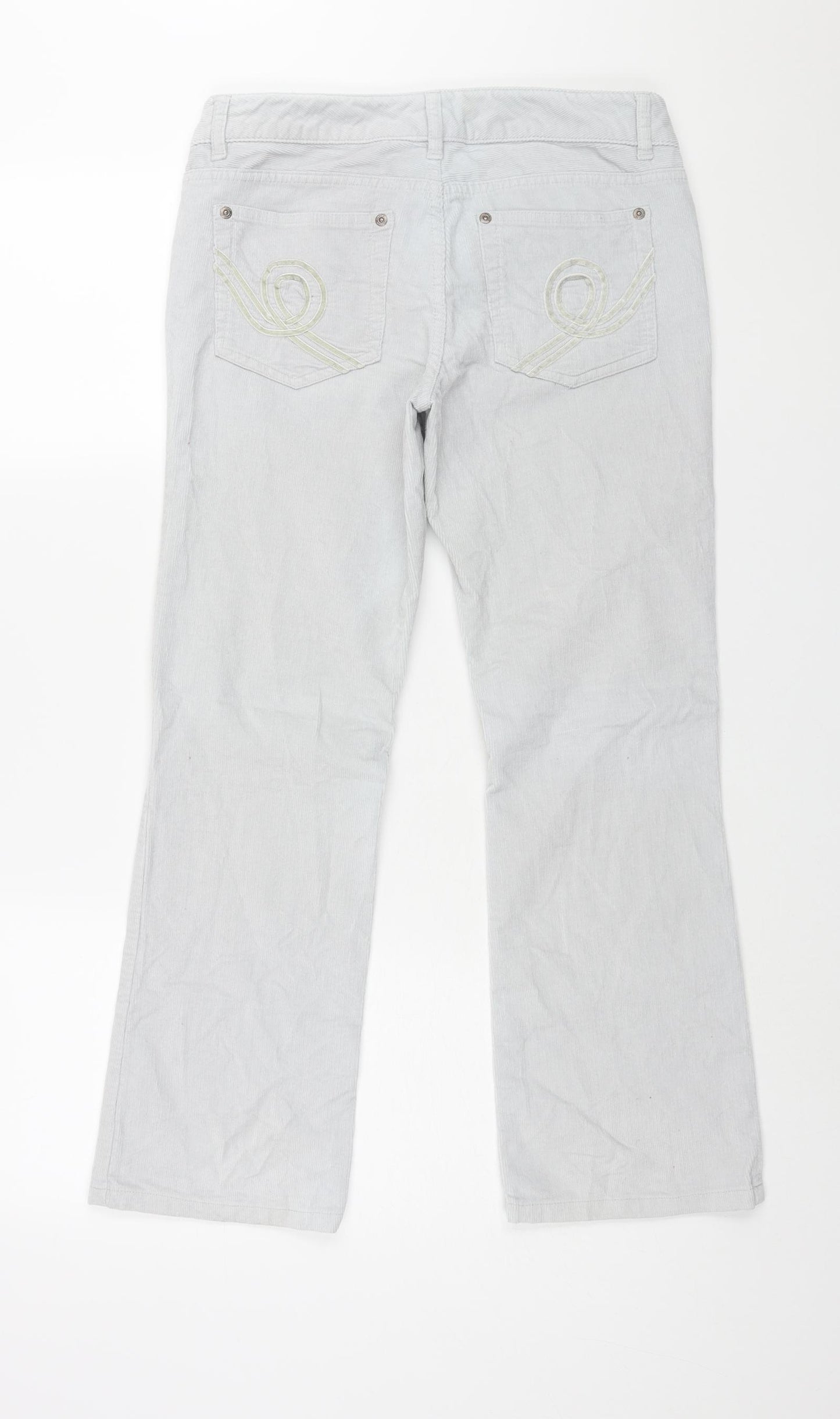 Marks and Spencer Womens Grey Cotton Trousers Size 10 L27 in Regular Zip