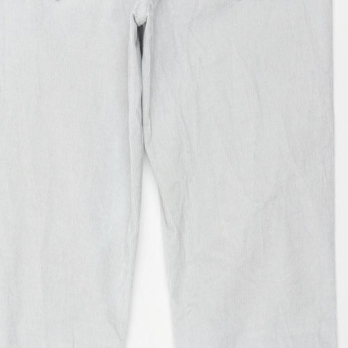 Marks and Spencer Womens Grey Cotton Trousers Size 10 L27 in Regular Zip