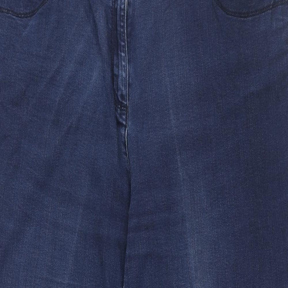 Marks and Spencer Womens Blue Cotton Straight Jeans Size 16 L26 in Regular Zip