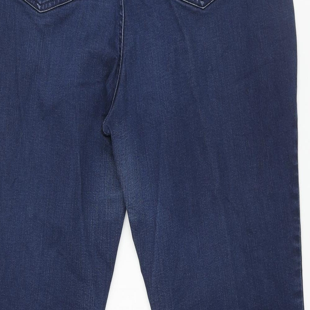 Marks and Spencer Womens Blue Cotton Straight Jeans Size 16 L26 in Regular Zip