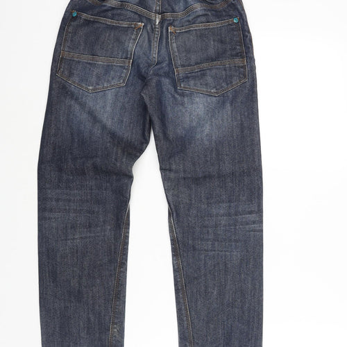 F&F Boys Blue Cotton Straight Jeans Size 10-11 Years L25 in Regular Zip - Distressed