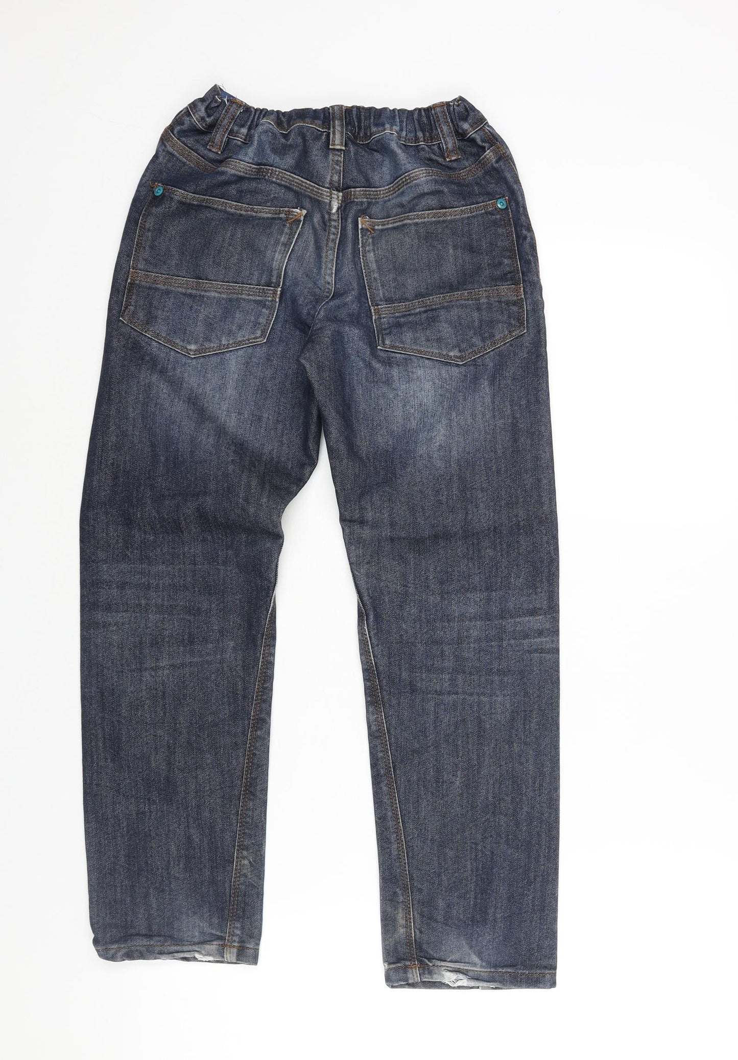 F&F Boys Blue Cotton Straight Jeans Size 10-11 Years L25 in Regular Zip - Distressed