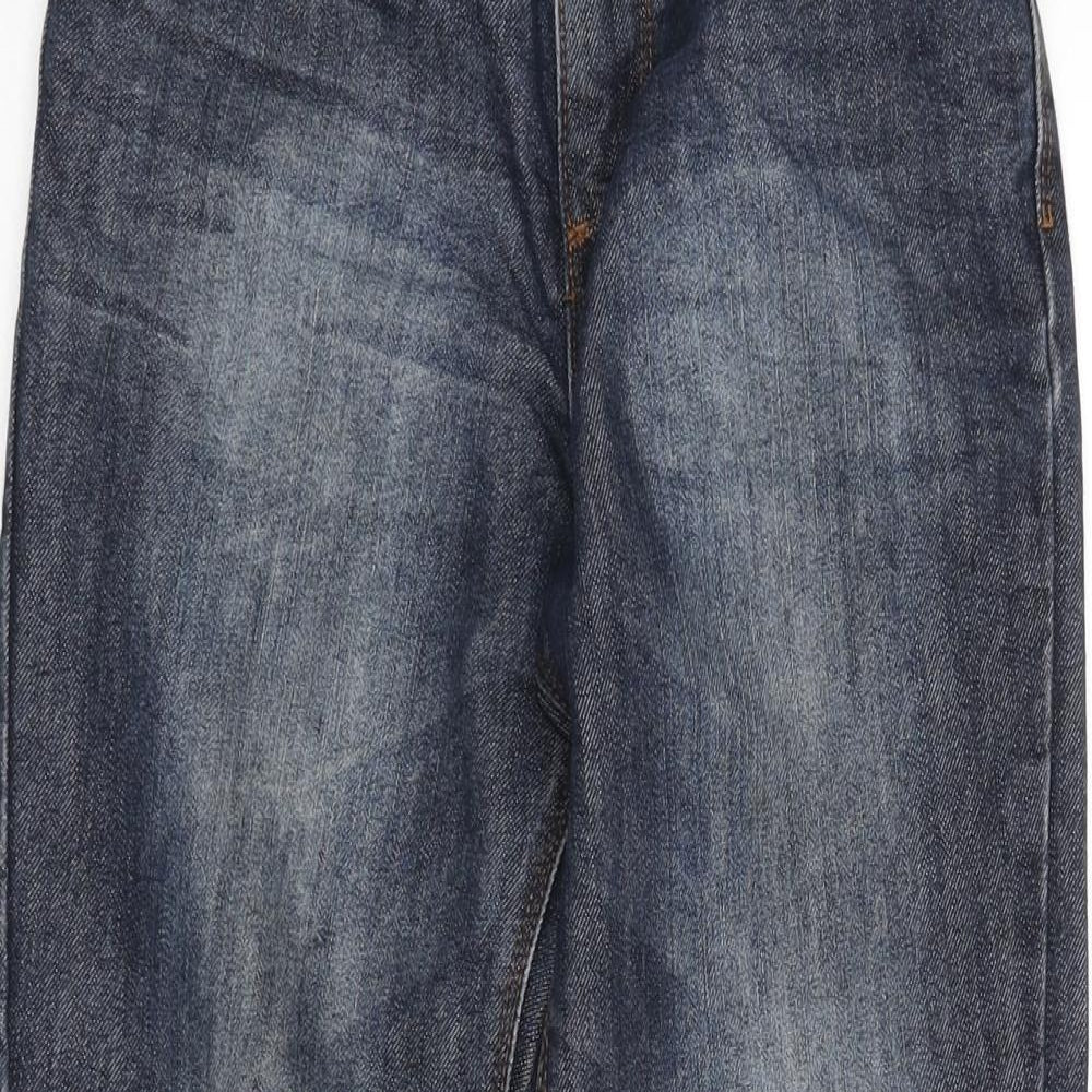 F&F Boys Blue Cotton Straight Jeans Size 10-11 Years L25 in Regular Zip - Distressed