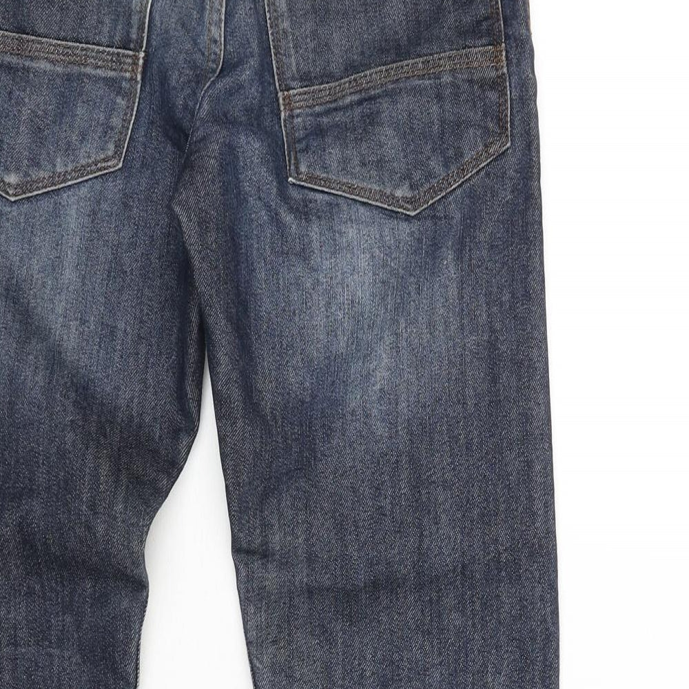 F&F Boys Blue Cotton Straight Jeans Size 10-11 Years L25 in Regular Zip - Distressed