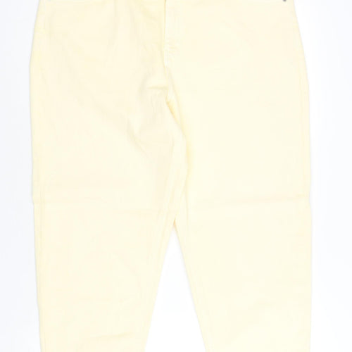 Marks and Spencer Womens Yellow Cotton Mom Jeans Size 18 L26 in Regular Zip