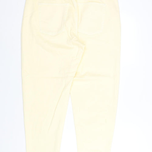 Marks and Spencer Womens Yellow Cotton Mom Jeans Size 18 L26 in Regular Zip