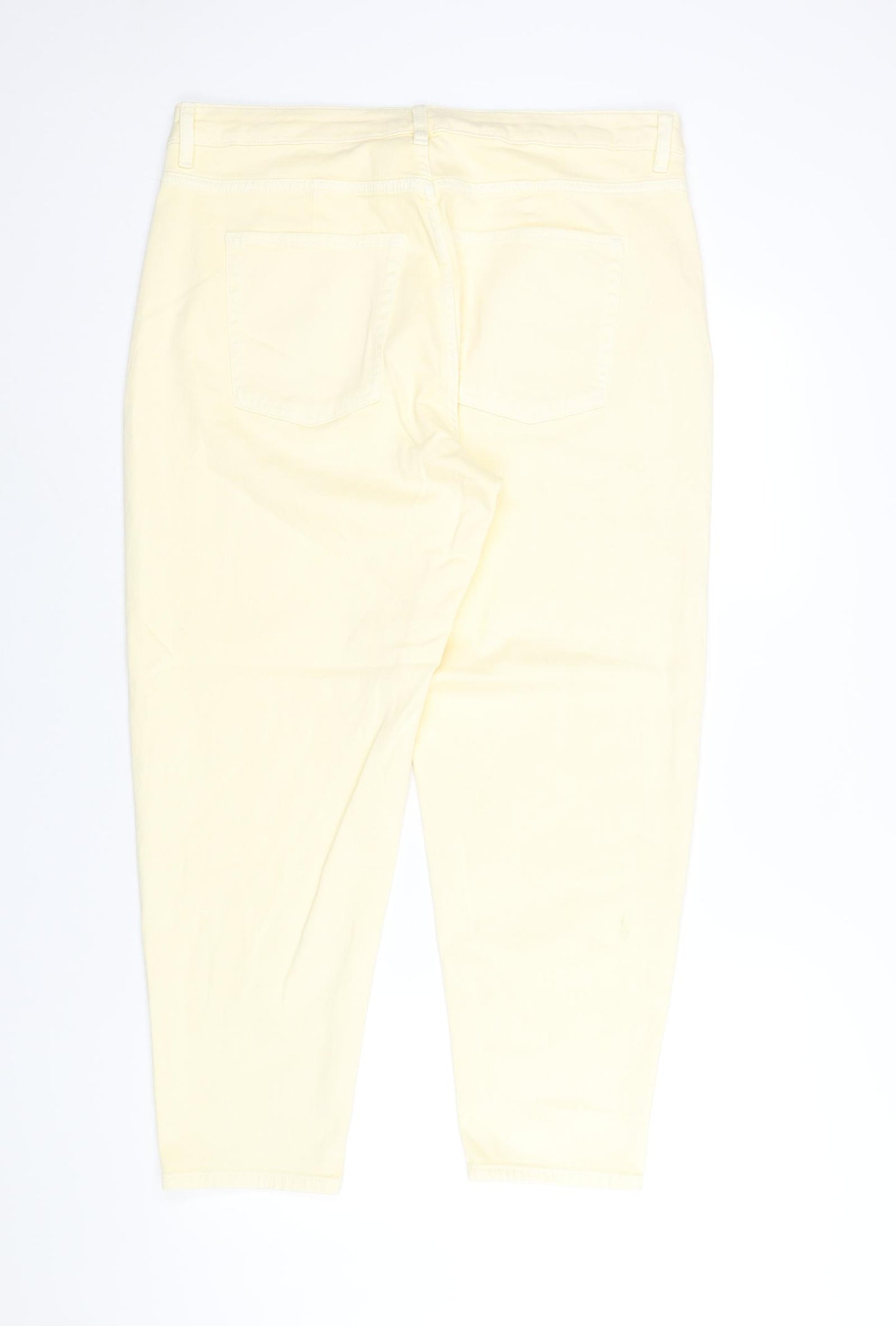 Marks and Spencer Womens Yellow Cotton Mom Jeans Size 18 L26 in Regular Zip