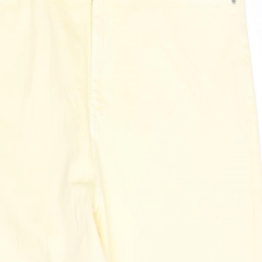 Marks and Spencer Womens Yellow Cotton Mom Jeans Size 18 L26 in Regular Zip