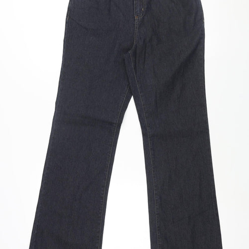 Per Una Womens Blue Cotton Bootcut Jeans Size 10 L31 in Regular Zip