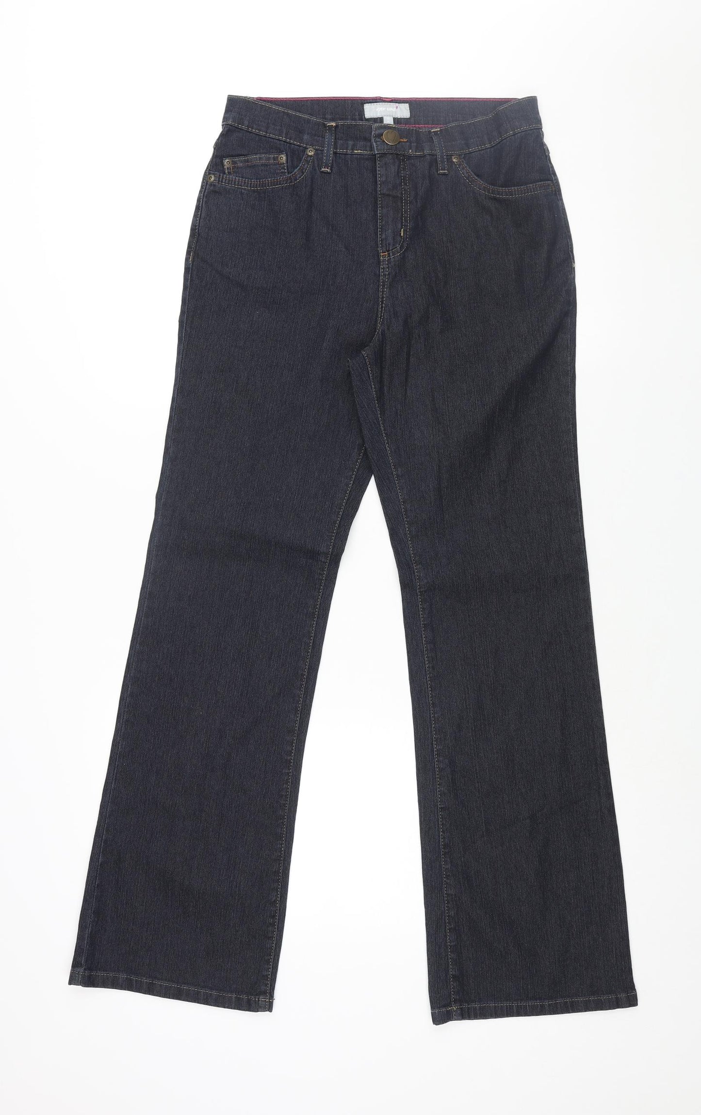 Per Una Womens Blue Cotton Bootcut Jeans Size 10 L31 in Regular Zip