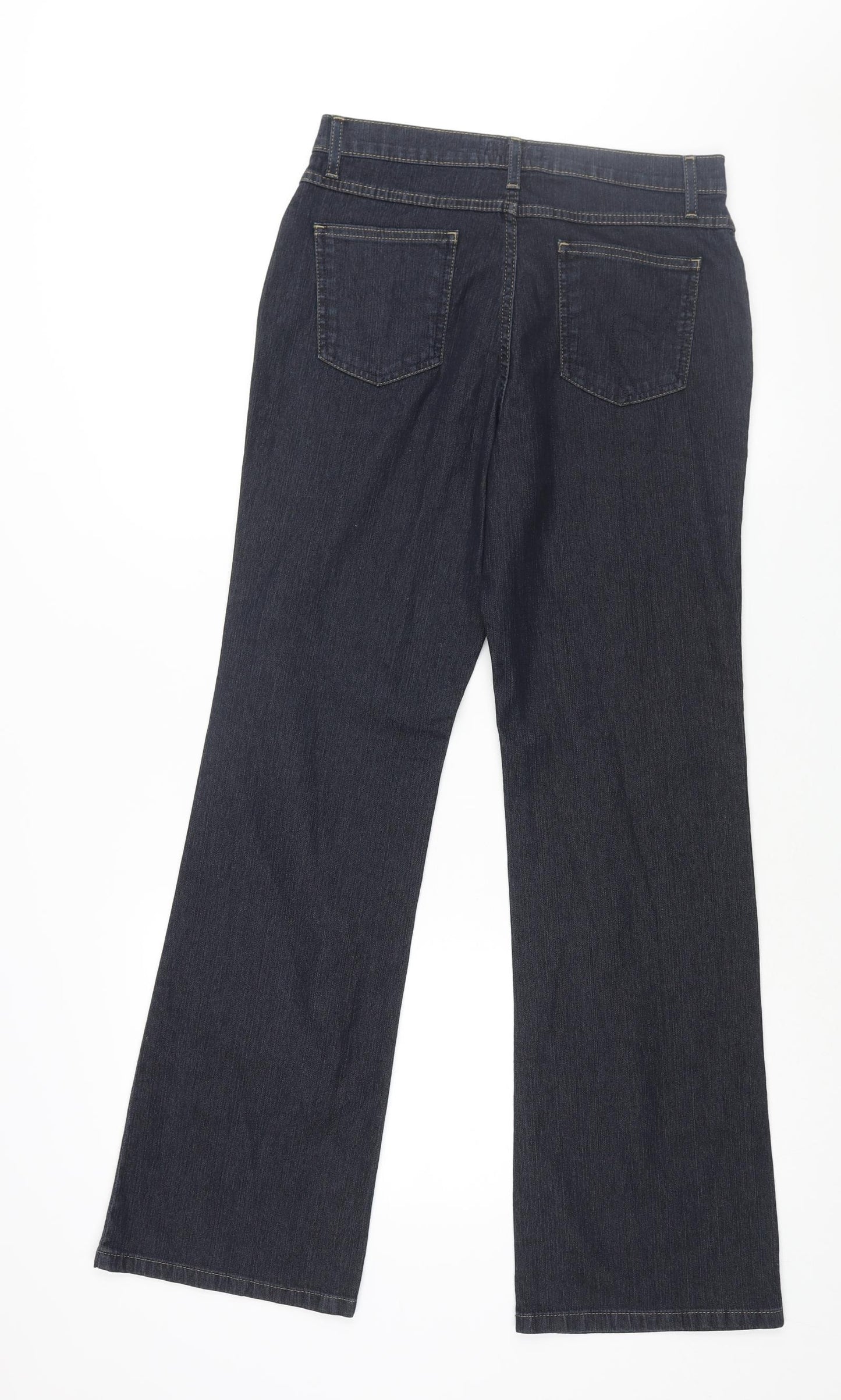 Per Una Womens Blue Cotton Bootcut Jeans Size 10 L31 in Regular Zip