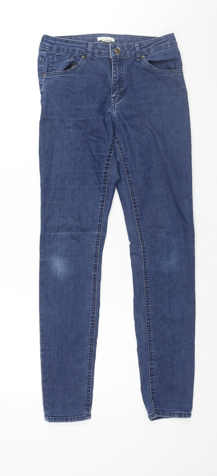 h7m Womens Blue Cotton Skinny Jeans Size 10 L32 in Regular Zip