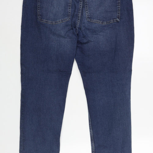 Marks and Spencer Womens Blue Cotton Tapered Jeans Size 16 L28 in Regular Zip