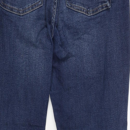 Marks and Spencer Womens Blue Cotton Tapered Jeans Size 16 L28 in Regular Zip