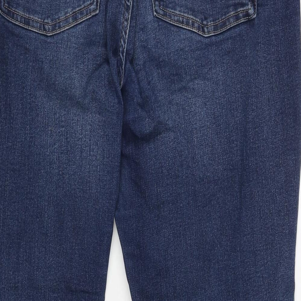 Marks and Spencer Womens Blue Cotton Tapered Jeans Size 16 L28 in Regular Zip
