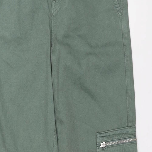 Pull&Bear Womens Green Cotton Wide-Leg Jeans Size 6 L32 in Regular Zip - Cargo Style