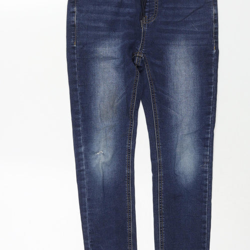 NEXT Boys Blue Cotton Tapered Jeans Size 9 Months L21 in Regular Drawstring - Distressed