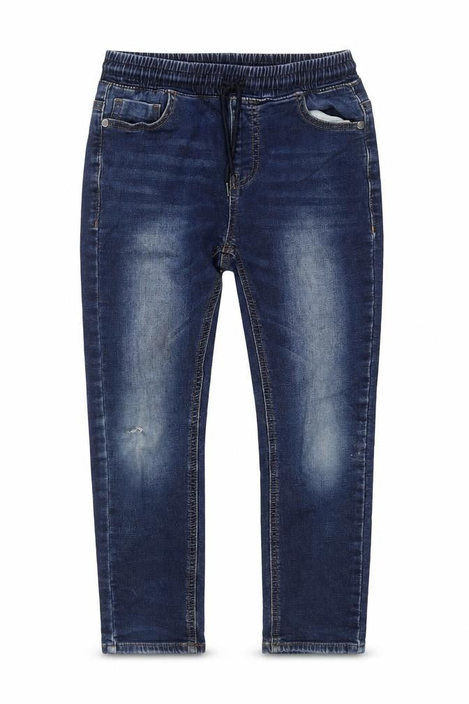 NEXT Boys Blue Cotton Tapered Jeans Size 9 Months L21 in Regular Drawstring - Distressed