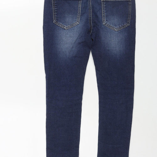 NEXT Boys Blue Cotton Tapered Jeans Size 9 Months L21 in Regular Drawstring - Distressed