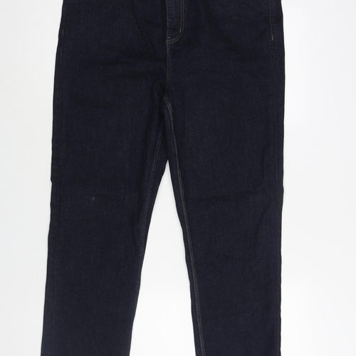 Marks and Spencer Womens Blue Cotton Straight Jeans Size 18 L28 in Regular Zip