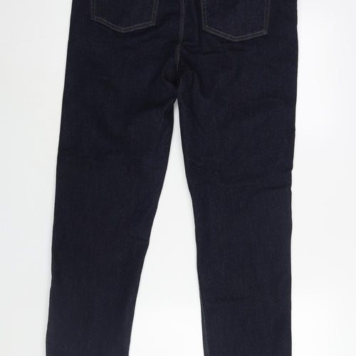 Marks and Spencer Womens Blue Cotton Straight Jeans Size 18 L28 in Regular Zip