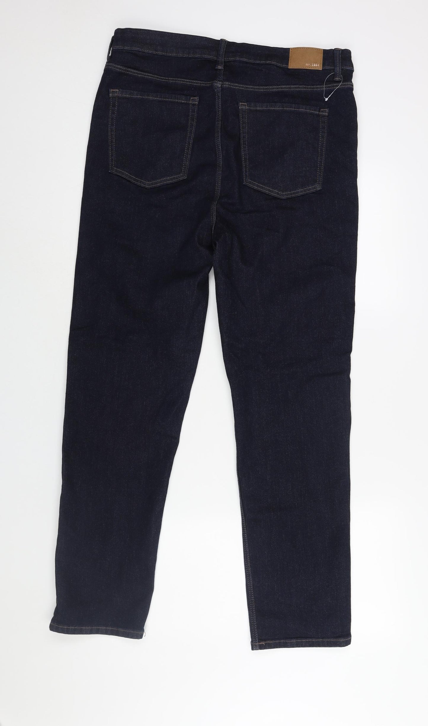 Marks and Spencer Womens Blue Cotton Straight Jeans Size 18 L28 in Regular Zip