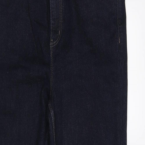 Marks and Spencer Womens Blue Cotton Straight Jeans Size 18 L28 in Regular Zip