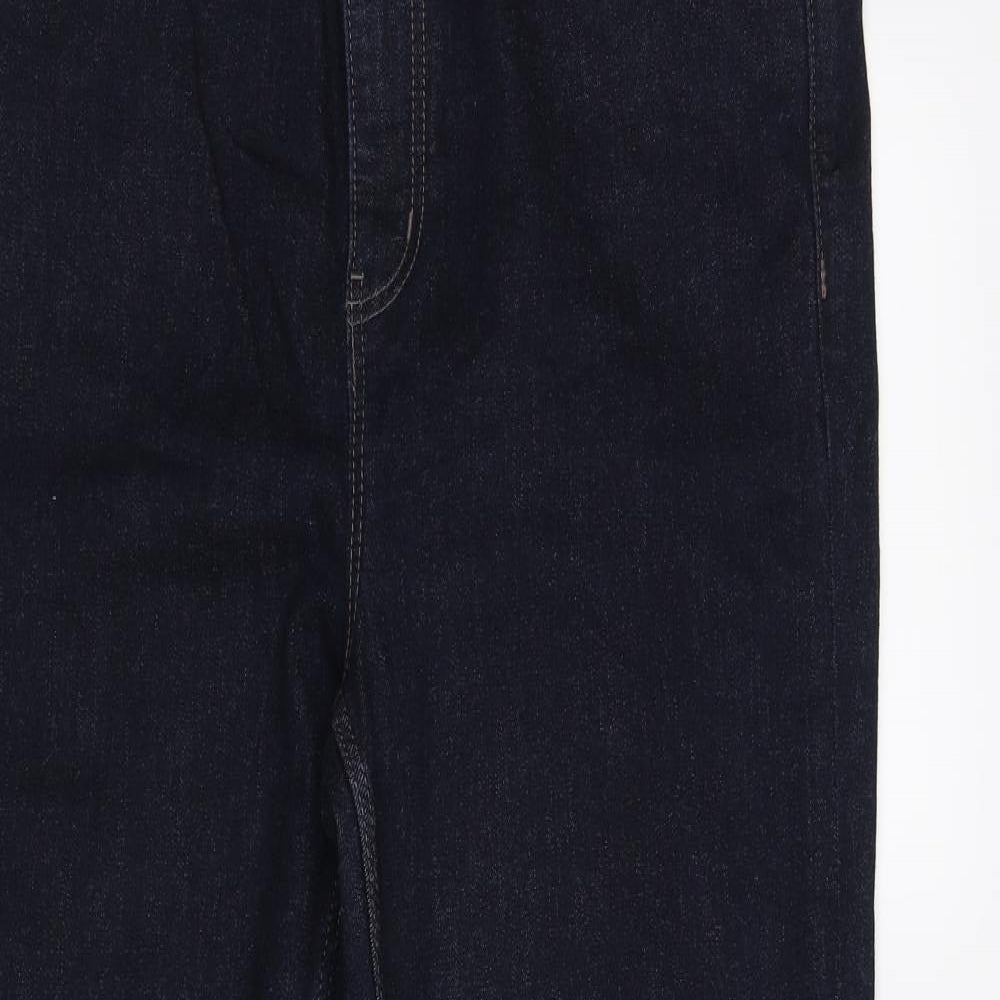 Marks and Spencer Womens Blue Cotton Straight Jeans Size 18 L28 in Regular Zip