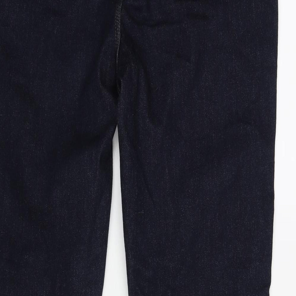 Marks and Spencer Womens Blue Cotton Straight Jeans Size 18 L28 in Regular Zip