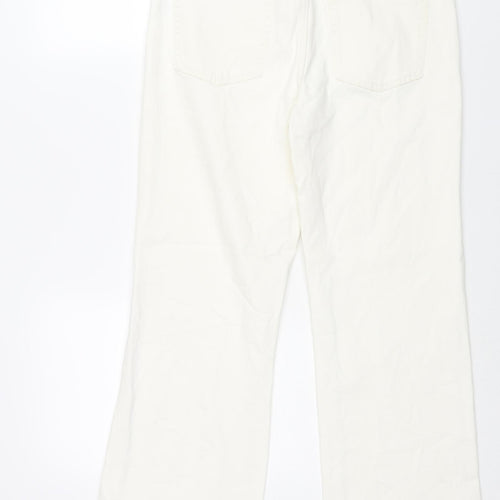 Marks and Spencer Womens White Cotton Flared Jeans Size 12 L26 in Regular Zip