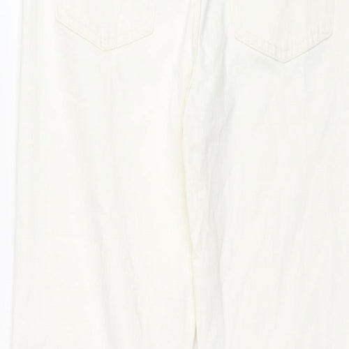 Marks and Spencer Womens White Cotton Flared Jeans Size 12 L26 in Regular Zip