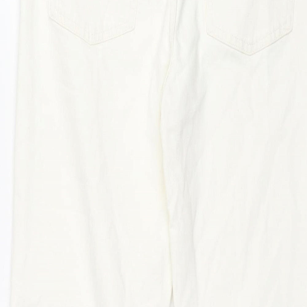 Marks and Spencer Womens White Cotton Flared Jeans Size 12 L26 in Regular Zip
