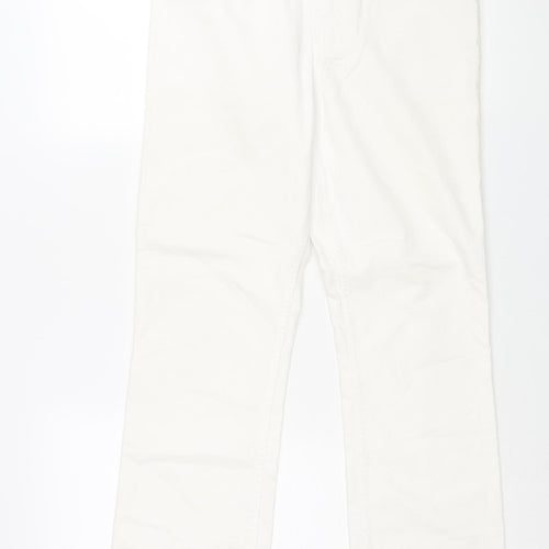 Marks and Spencer Womens White Cotton Straight Jeans Size 30 in L27 in Regular Zip