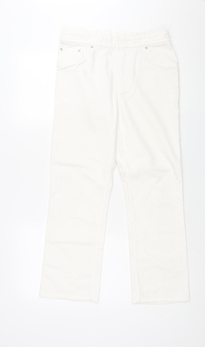 Marks and Spencer Womens White Cotton Straight Jeans Size 30 in L27 in Regular Zip