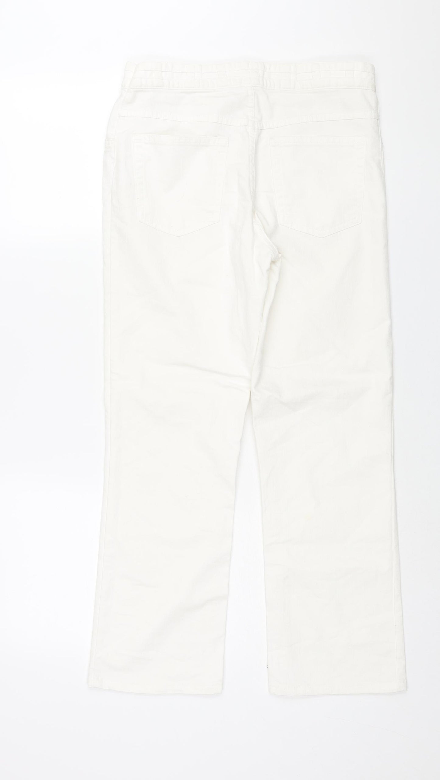 Marks and Spencer Womens White Cotton Straight Jeans Size 30 in L27 in Regular Zip