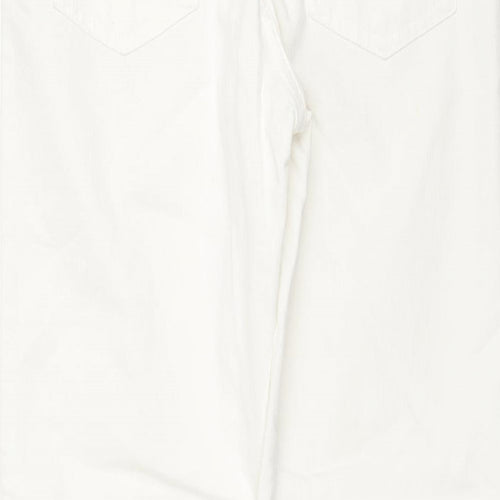 Marks and Spencer Womens White Cotton Straight Jeans Size 30 in L27 in Regular Zip