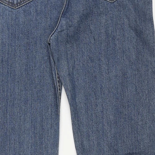 Marks and Spencer Mens Blue Cotton Straight Jeans Size 42 in L33 in Regular Zip