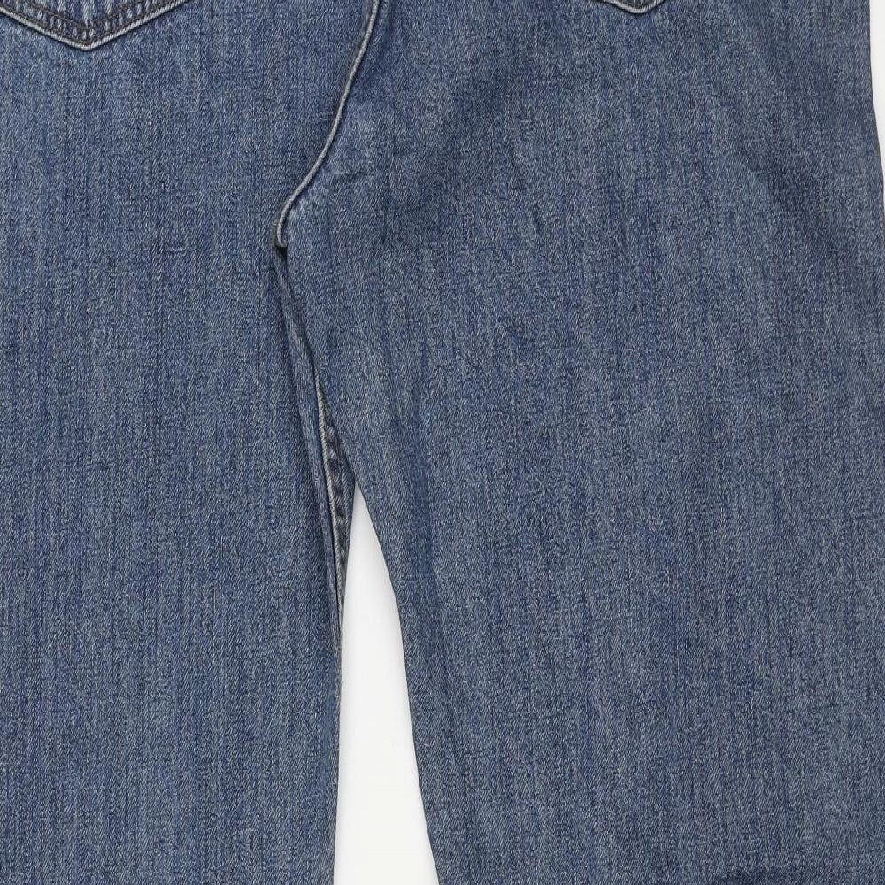 Marks and Spencer Mens Blue Cotton Straight Jeans Size 42 in L33 in Regular Zip