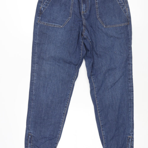 Marks and Spencer Womens Blue Cotton Tapered Jeans Size 12 L25 in Regular Zip