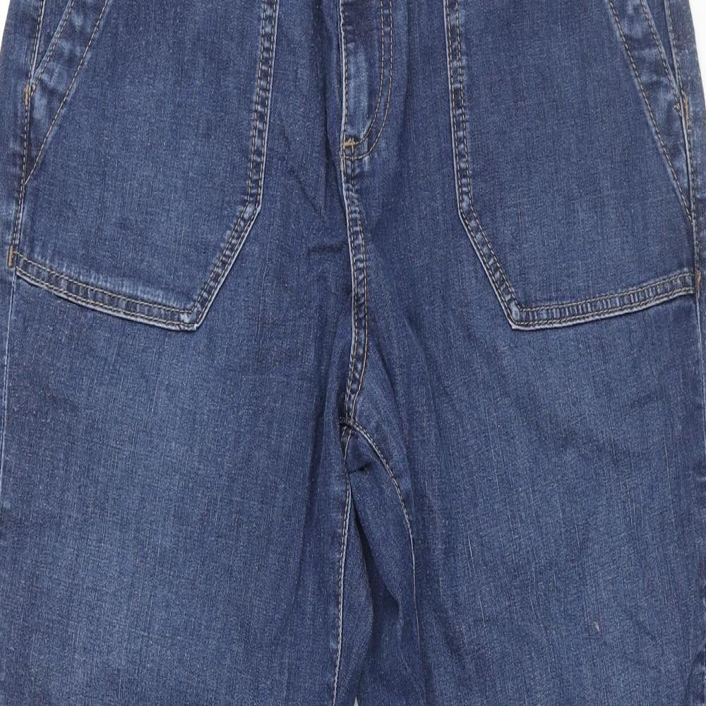 Marks and Spencer Womens Blue Cotton Tapered Jeans Size 12 L25 in Regular Zip