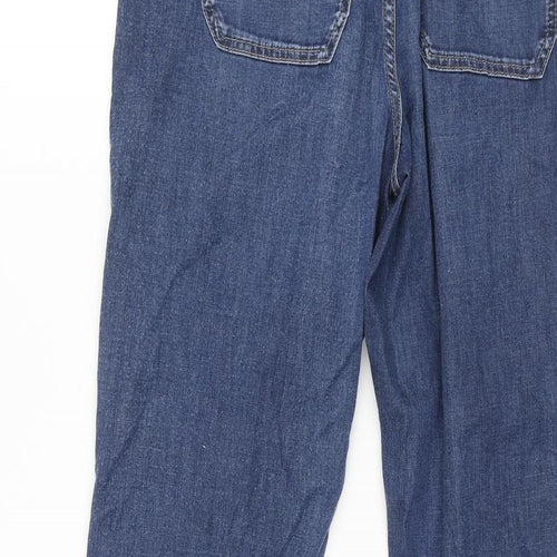 Marks and Spencer Womens Blue Cotton Tapered Jeans Size 12 L25 in Regular Zip