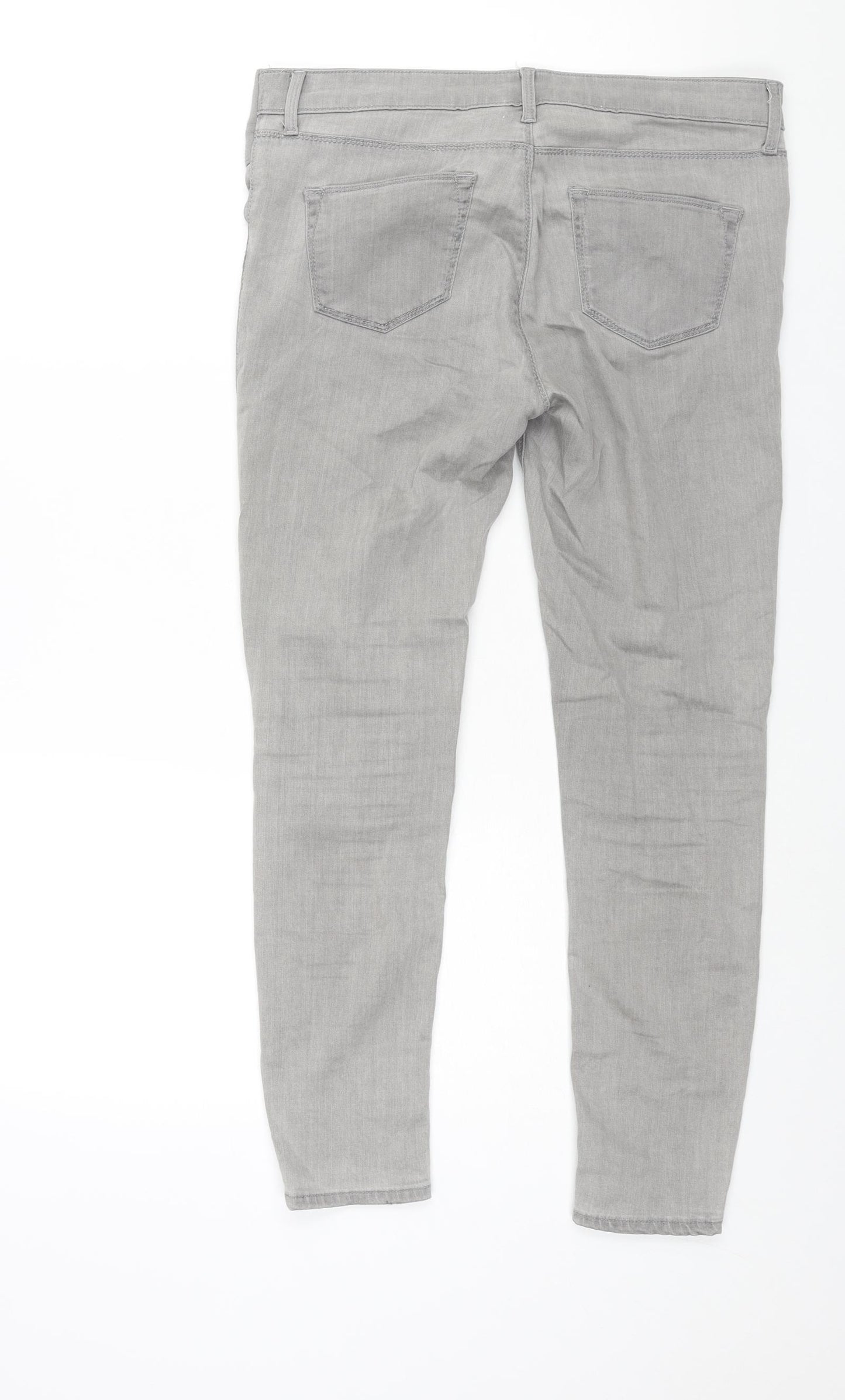 Topshop Womens Grey Cotton Skinny Jeans Size 10 L30 in Regular