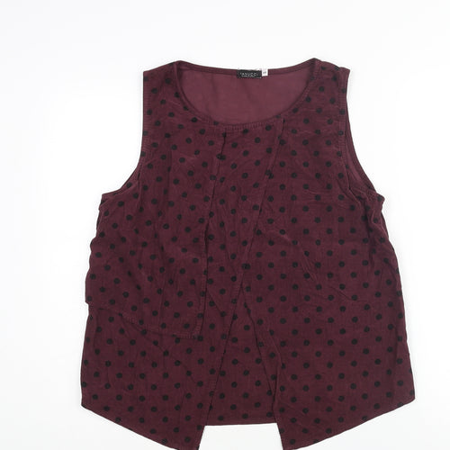 Vanucci Womens Purple Polka Dot Cotton Camisole Blouse Size S Round Neck