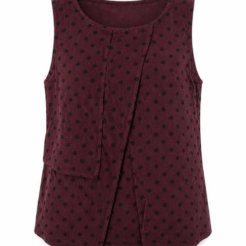 Vanucci Womens Purple Polka Dot Cotton Camisole Blouse Size S Round Neck