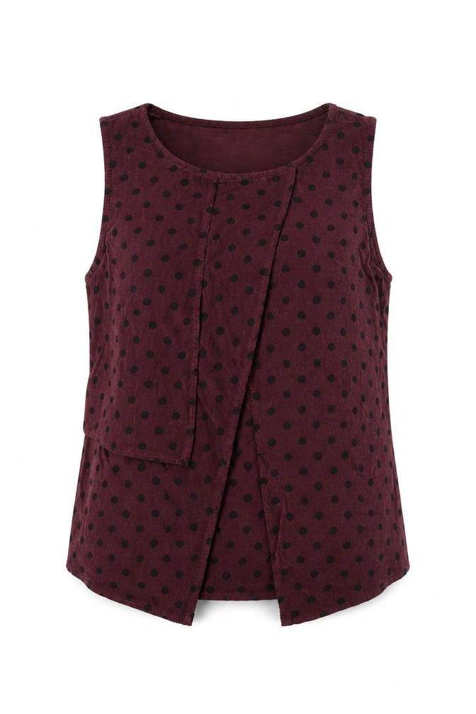 Vanucci Womens Purple Polka Dot Cotton Camisole Blouse Size S Round Neck