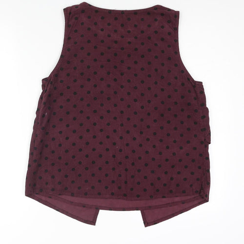 Vanucci Womens Purple Polka Dot Cotton Camisole Blouse Size S Round Neck