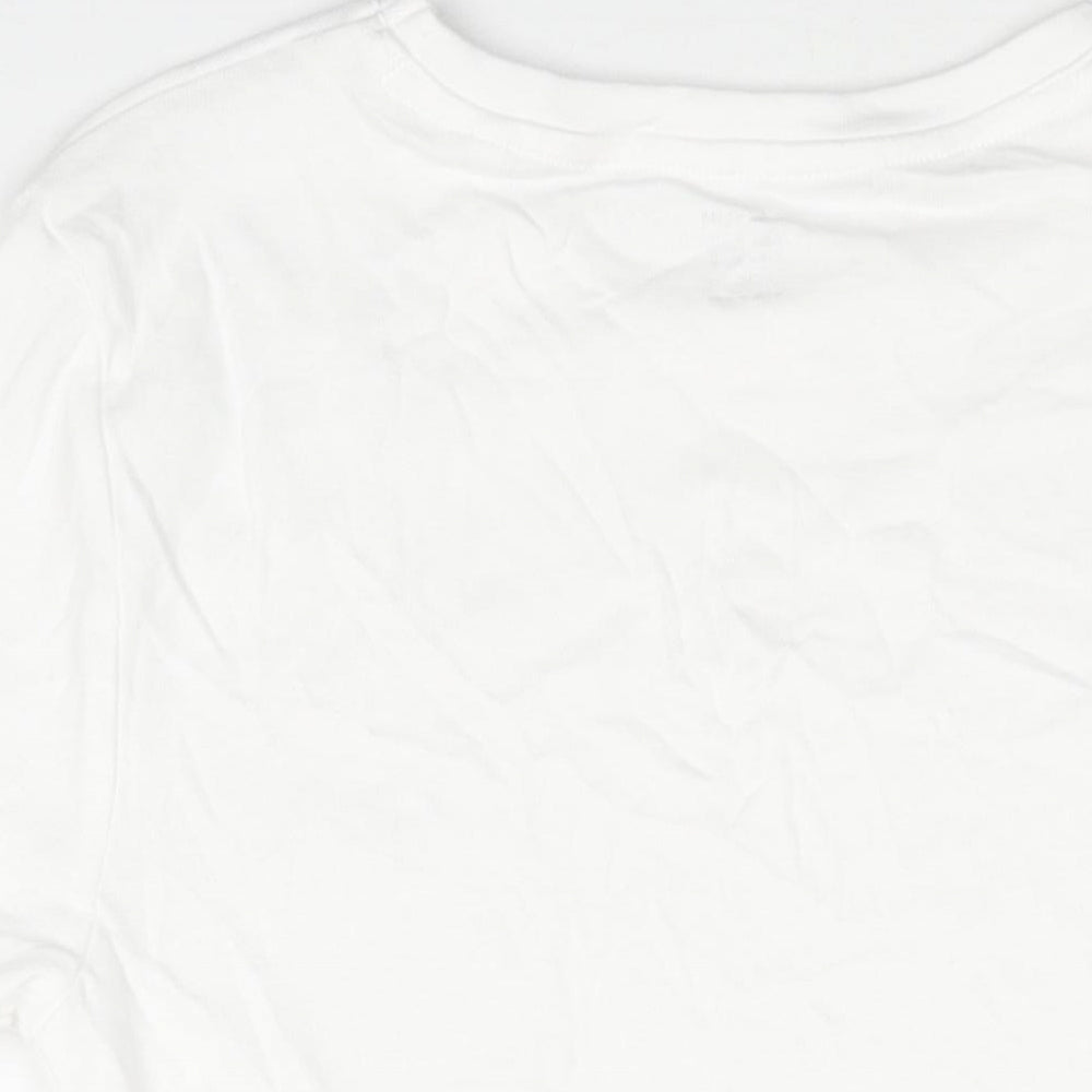Marks and Spencer Womens White Cotton Basic T-Shirt Size 10 Round Neck