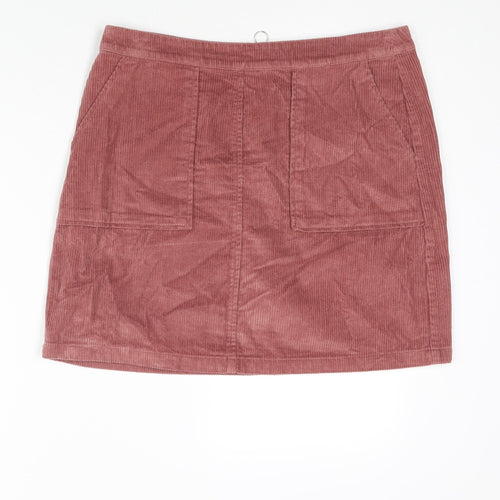 Papaya Womens Pink Cotton Mini Skirt Size 12 Zip