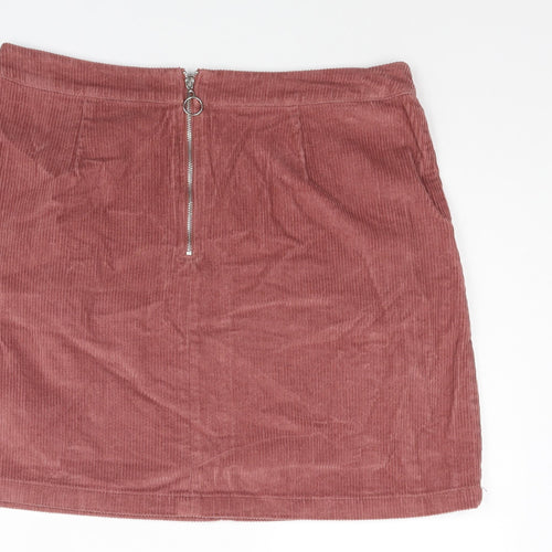 Papaya Womens Pink Cotton Mini Skirt Size 12 Zip