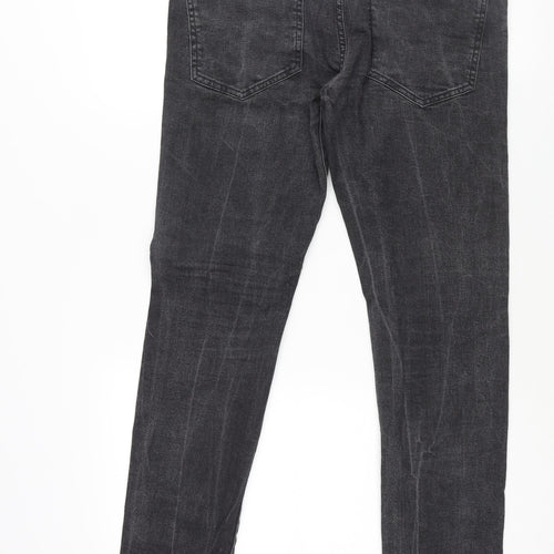 H&M Mens Grey Cotton Straight Jeans Size 34 in L32 in Regular Button
